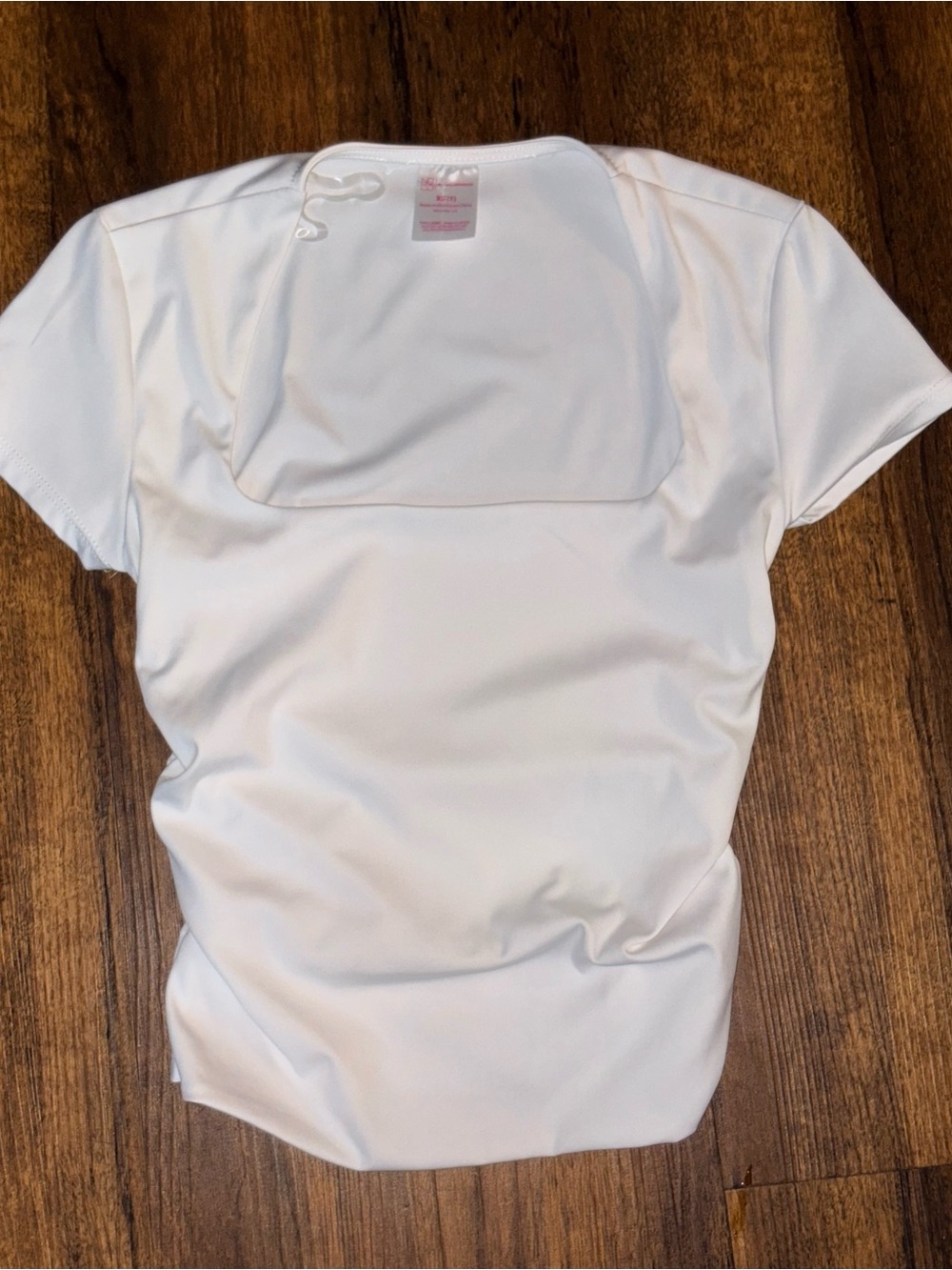 No Boundaries Square Neck Ruched Side Short Sleeve Tee White XS